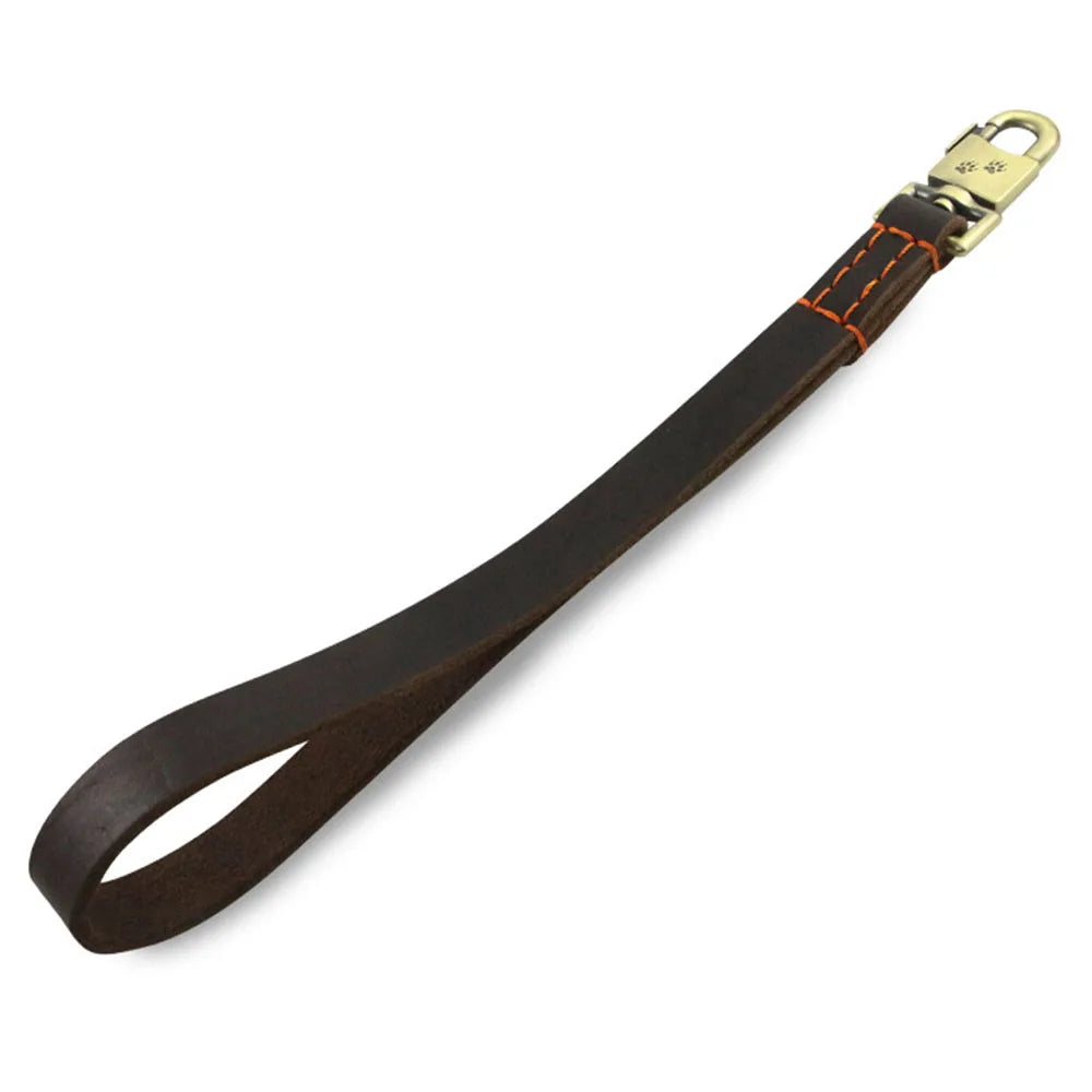 Dog Short Leash Lead Traffic Padded Handle Heavy Duty Real Leather Dog Lead for Training Control Puppy Small Medium Large Dogs