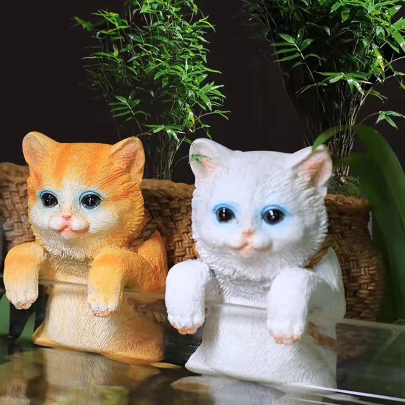 Aquarium Hanging Cat Backpack Hanging Ornaments Fish Tank Tool Storage Basket Desktop Flower Pot Landscaping Decoration Cute