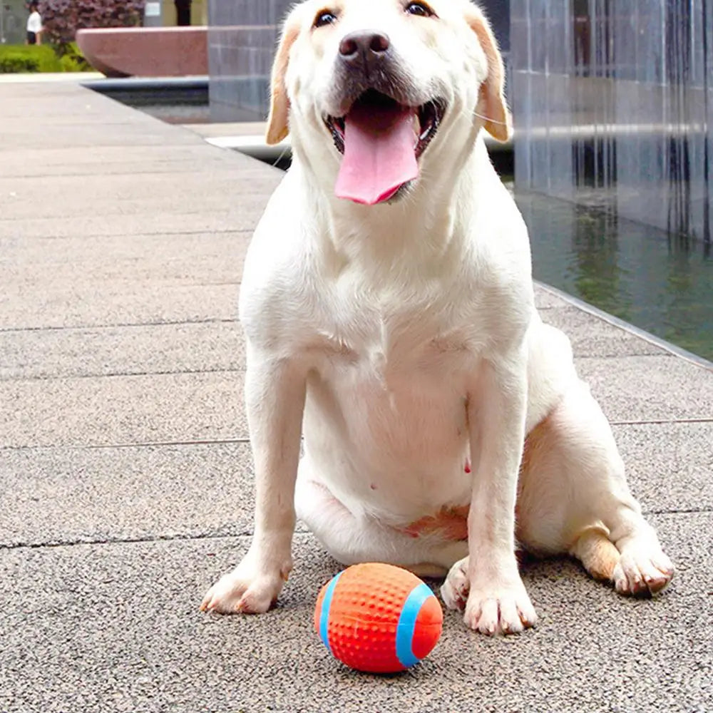 Squeaky Dog Ball Toys Tough Ball Pet Toys For Large Breed Interactive Big Dogs Chew Ball For Teething Cleaning  Dog Sound Toys