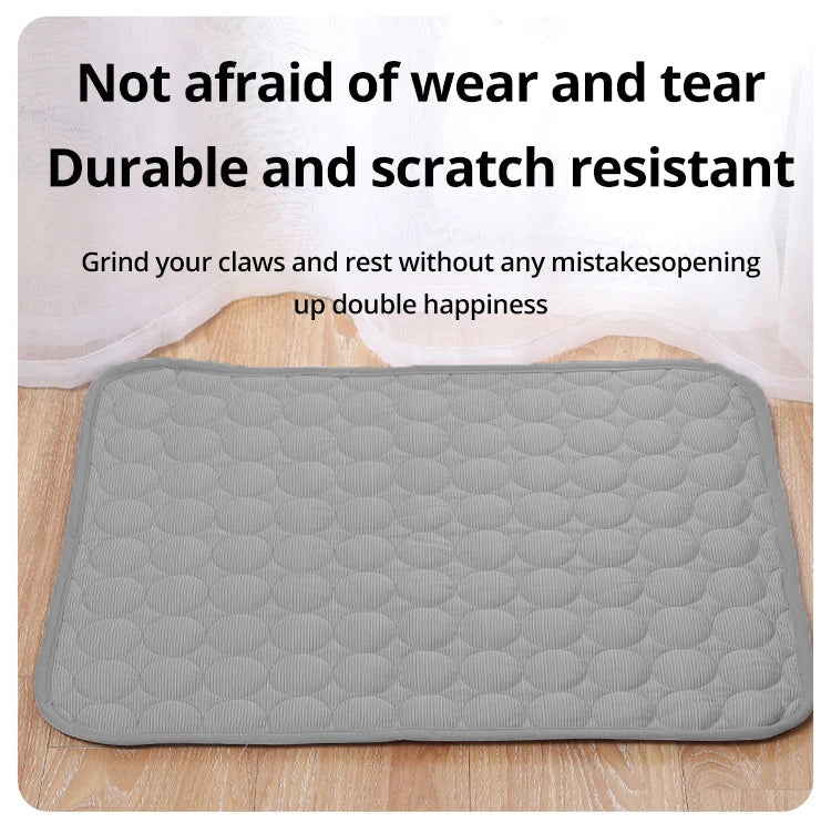 1pc Puppy Grey Ice Silk Cooling Pad Summer Cool Breathable Cooling Washable Reusable Bite Resistance Small Pet Cat Sleeping Pad