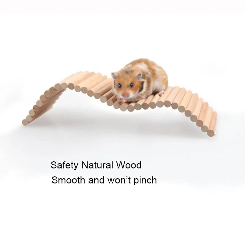 Smooth Wooden Hamster Ladder Climbing Ropeway Hamster Toy Pet Training Round Boardwalk Parrot Boardwalk Parrot Toy Bird Supplies