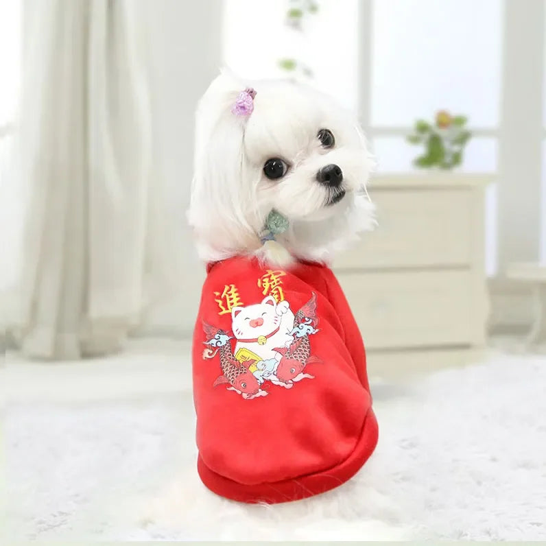 2023 New Dog Clothes Winter Warm Dog Clothes Christmas Tree Elk Dog Coat Puppy Clothing Hoodies For Small Dogs Yorkshire Outfit