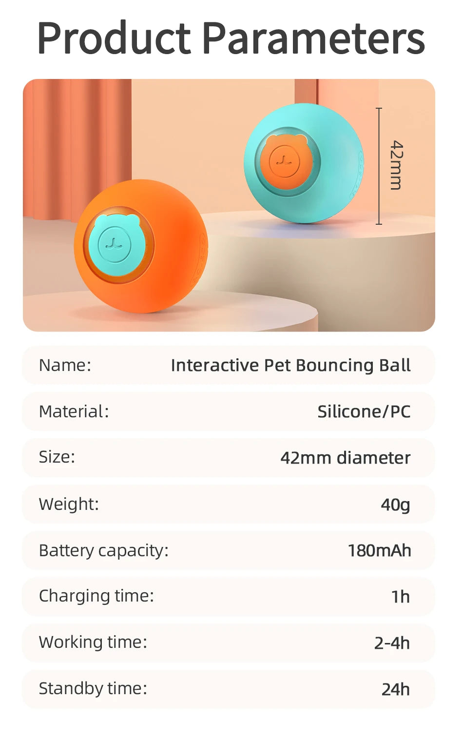 ROJECO Smart Pet Toys Cat Bouncing Ball Automatic Rolling Ball Interactive Training Self-moving Electric Toys Pet Accessories