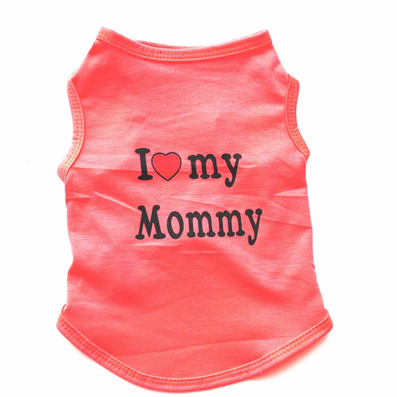 Small Dog Clothes Soft Cotton Puppy Shirt Classic Daddy Mommy Printed T-shirt Pet Vest Clothing for Cats Chihuahua Dog Apparel