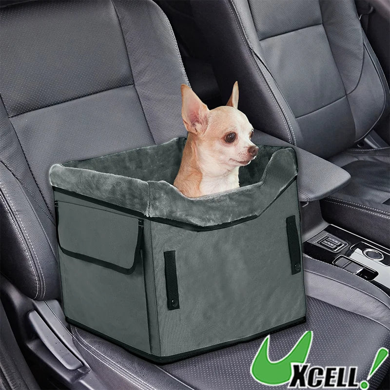 UXCELL Fashion Dog Car Seat for Dog Portable Dog Car Travel Bed for Pet Gray Casual Solid Outdoor Oxford Cloth Mats
