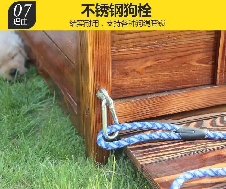 Outdoor Dog House Solid Wood Waterproof Large Dog Golden Retriever Kennel Rainproof Kennel Pet Villa Summer Outdoor Dog House