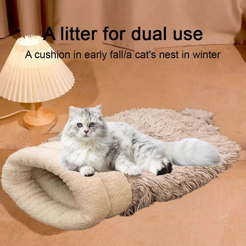 Cozy Plush Cat Bed Winter Warm Sleeping Bag for Cats Small Dogs Soft and Comfortable Kitten Tunnel Nest with Cat Accessorie Z4X0