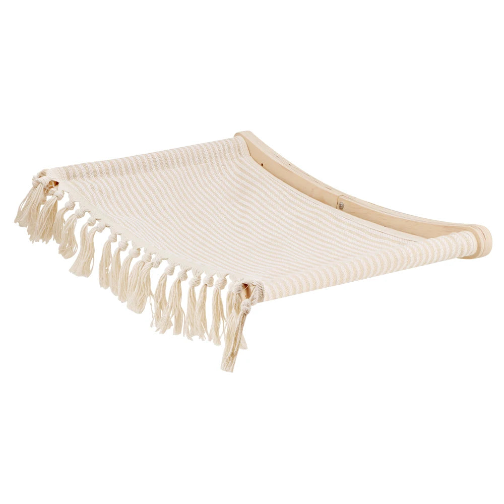 Cat Hammock Wall Mounted Cat Climbing Shelves Tree Tower Hand Woven Cat Wall Hanging House Macrame Detachable Steps & Platform