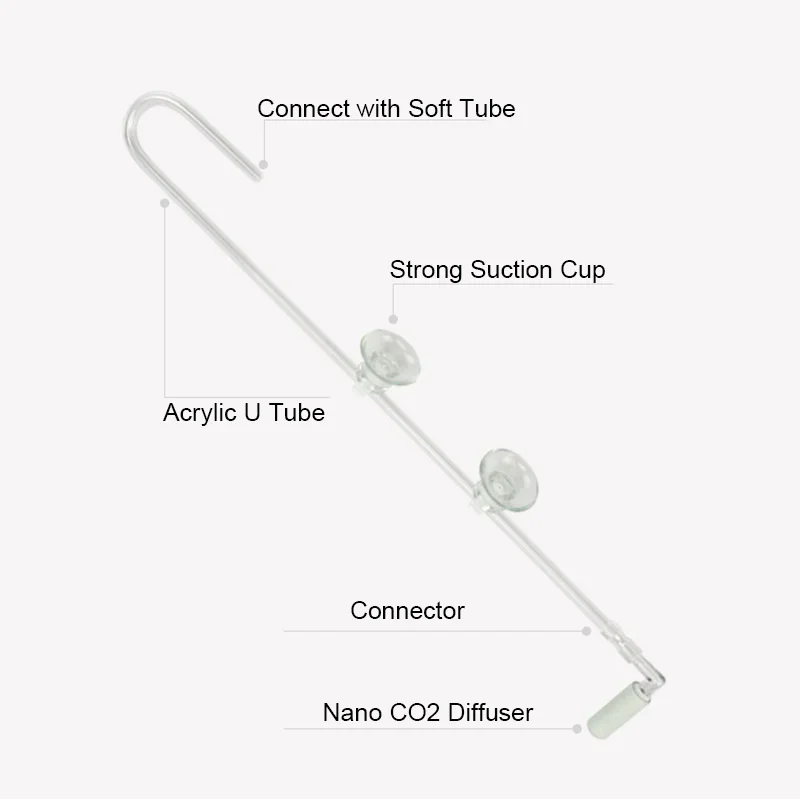 1Pc CO2 Diffuser Acrylic Tank Regulator CO2 Atomizer with Nano Diffuser Suction Cups Acrylic Aquarium Fish Tank Aquatic supplies
