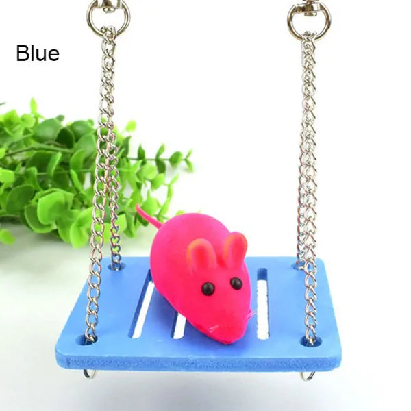1Pcs Swing Toy Pet Hamster Toys Hanging Gadget Wooden Cage Accessories Supplies Amuse Mouse Natural Wood Toy for Small Pets