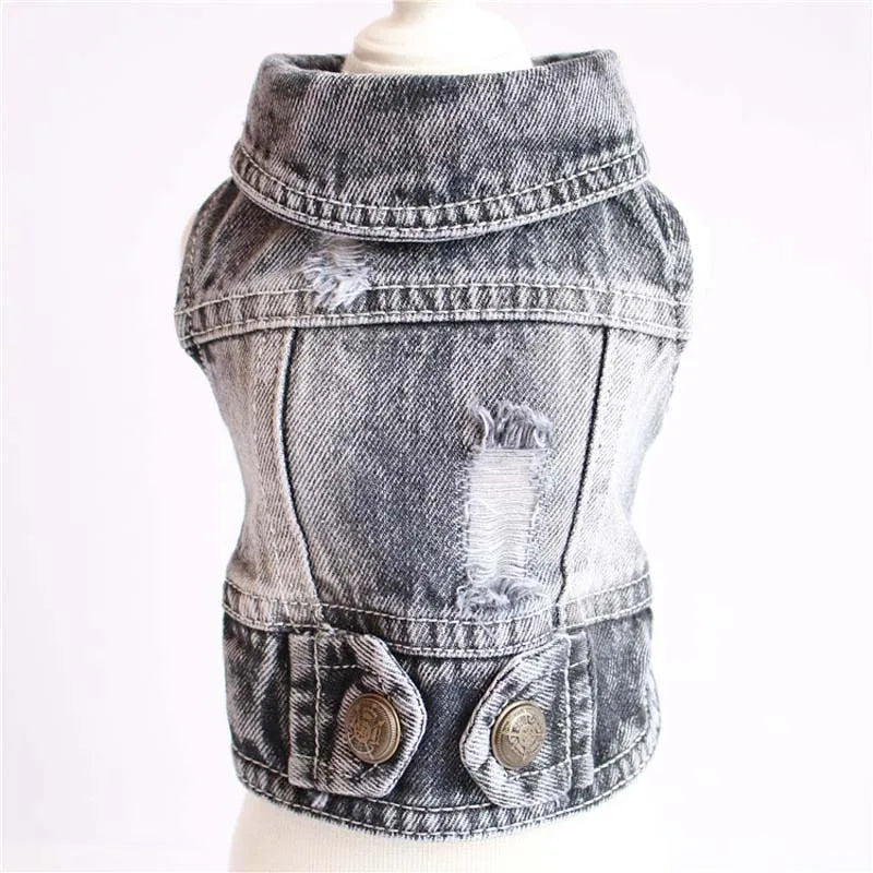 Dog Denim Jacket for Small Medium Dogs Yorkie Chihuahua Bulldog Beagle Pet Clothes Cool Dog Jean Coat Puppy Lapel Vest Apparel