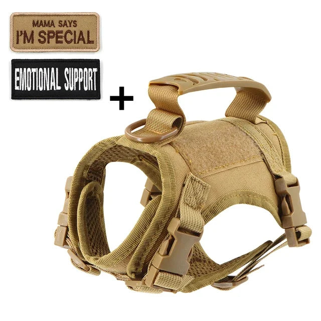Tactical Small Dog Cat Harness Leash with Patches Working Training Puppy Straps with Handle Soft Mesh Adjustable Pet K9 Vest