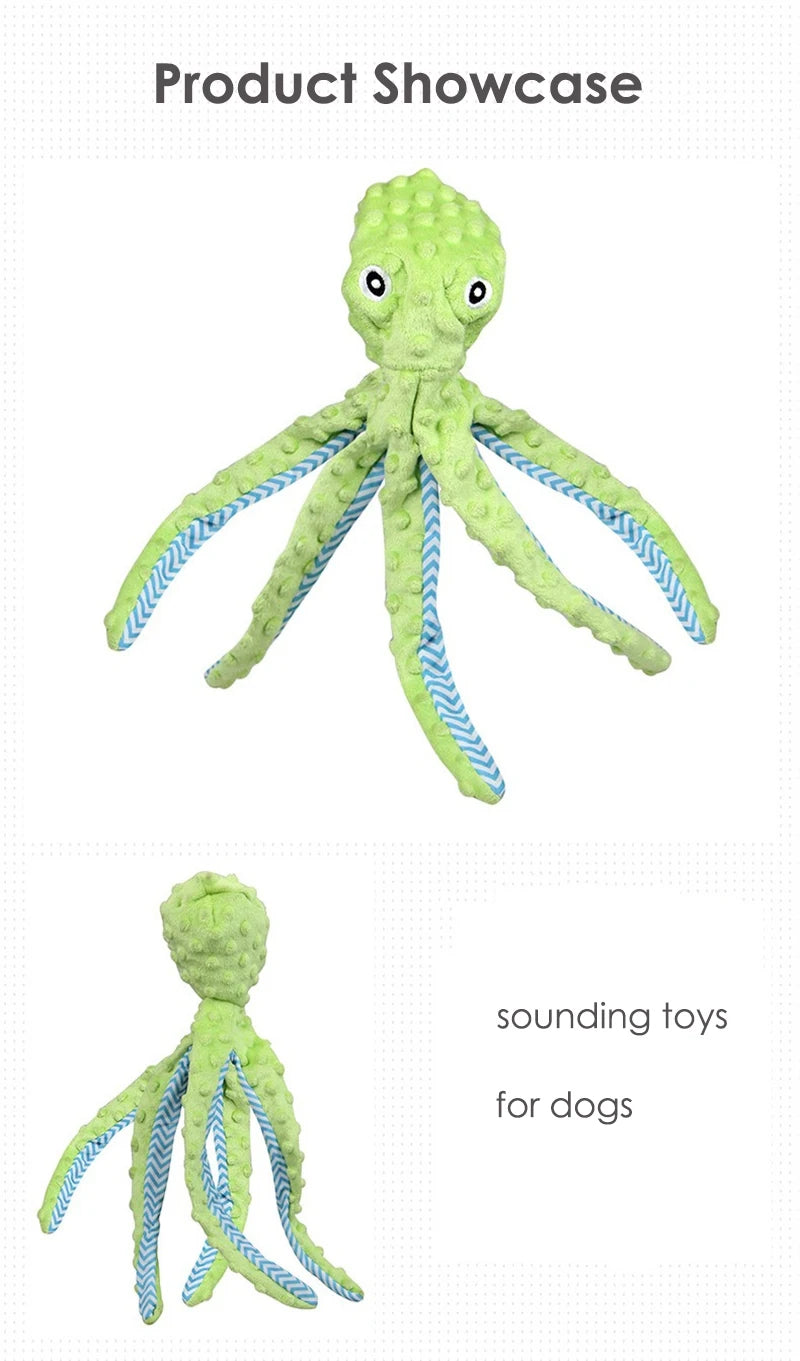 Sounding Animal Pet Dog Accessories Cartoon Plush Octopus Interactive Toy for Small Puppy Chihuahua Bite Resistant Pet Products
