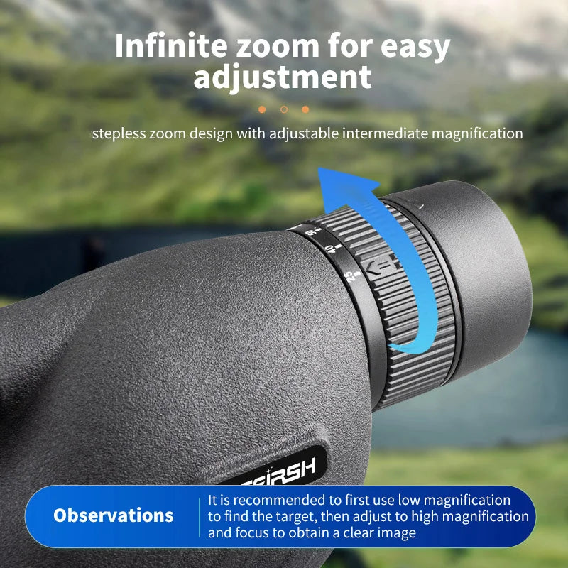 Transparent monocular telescope, variable frequency monocular telescope, suitable for outdoor camping hunting bird watching