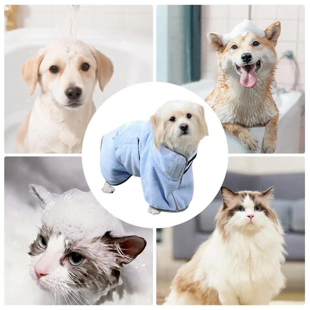 Dog Towel Wrap Dog Bath Towel Robe Super Absorbent Machine Washable Fast Drying Soft Lightweight Dog Drying Coat For Poodle