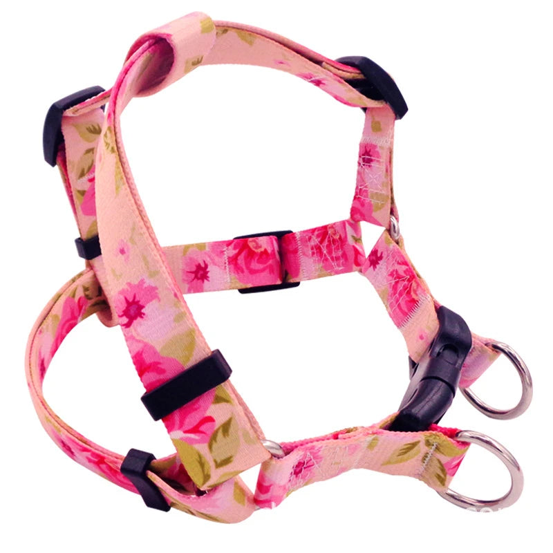 Luxury Designer Dog Harness for Chihuahua Bohemia Print Durable Walking Pet Collar Supplies Medium Big Puppy Leash Accessories