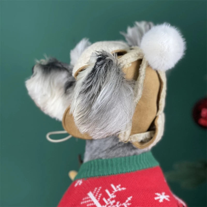 Antique Pet Dog Hat for Winter Fluffy New Year Wind Proof Cat Accessories Small Medium Puppy Head Wear Unisex Kitten Supplies