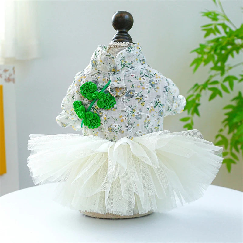 Sweet Princess Female Puppy Summer Clothes Wedding Party Dress for Dogs White Lace French Bulldog Small Medium Pet Cat Clothing