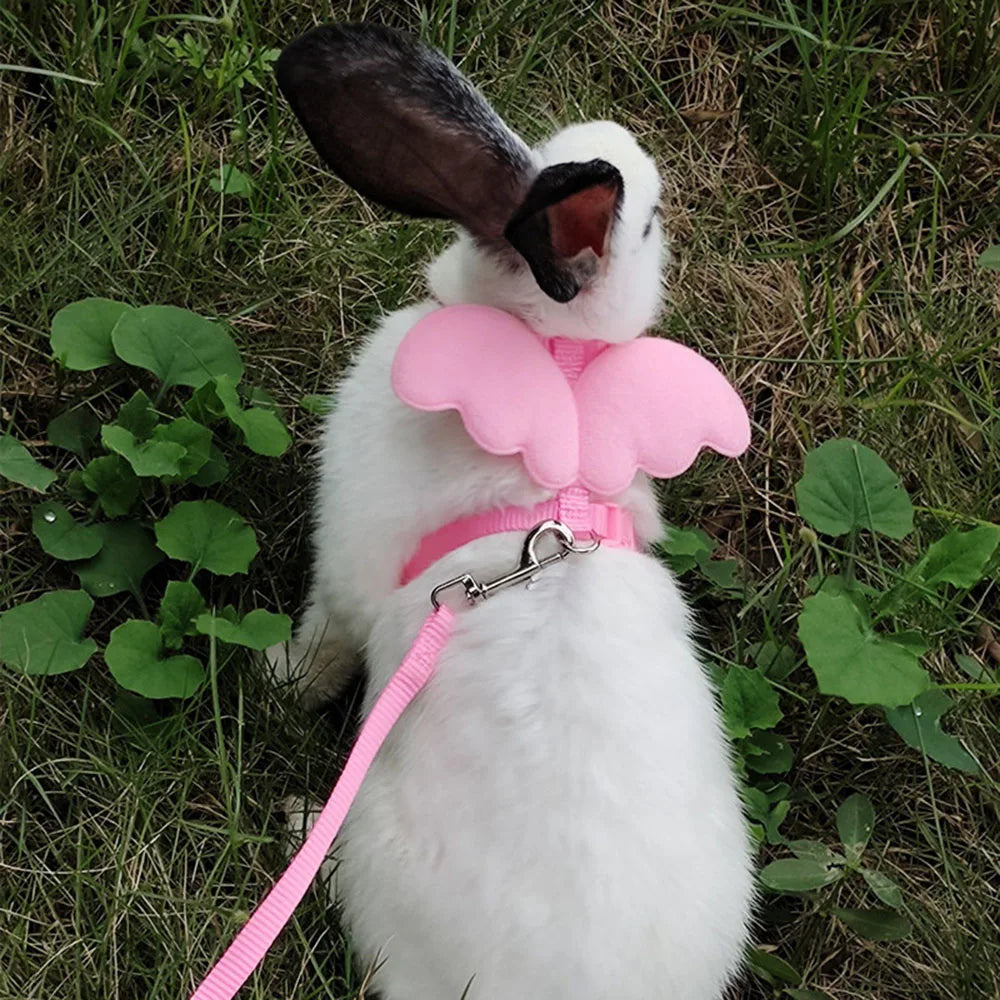 Small Animal Rabbit Harness with Leash Cute Bunny Collar Pet Bunny Supplies Cat Harness & Leash Set for Adult Guinea Pig Ferret