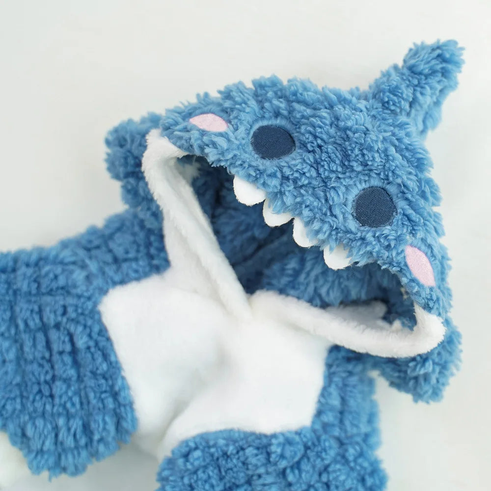 Funny Dog Shark Costume Cute Autumn Winter Pet Clothes Halloween Holiday Coat Cosplay Dress Warm Fleece Hoodie for Small Dogs