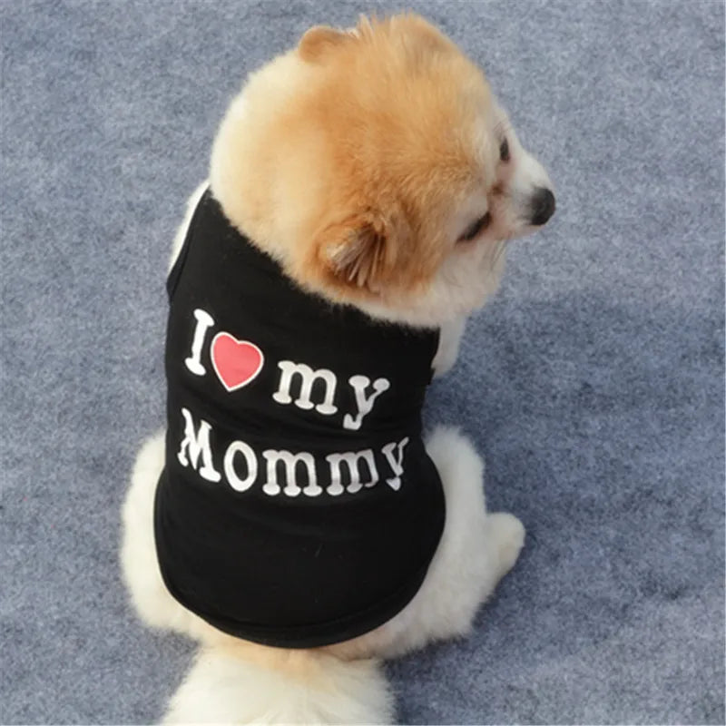 Small Dog Clothes Soft Cotton Puppy Shirt Classic Daddy Mommy Printed T-shirt Pet Vest Clothing for Cats Chihuahua Dog Apparel
