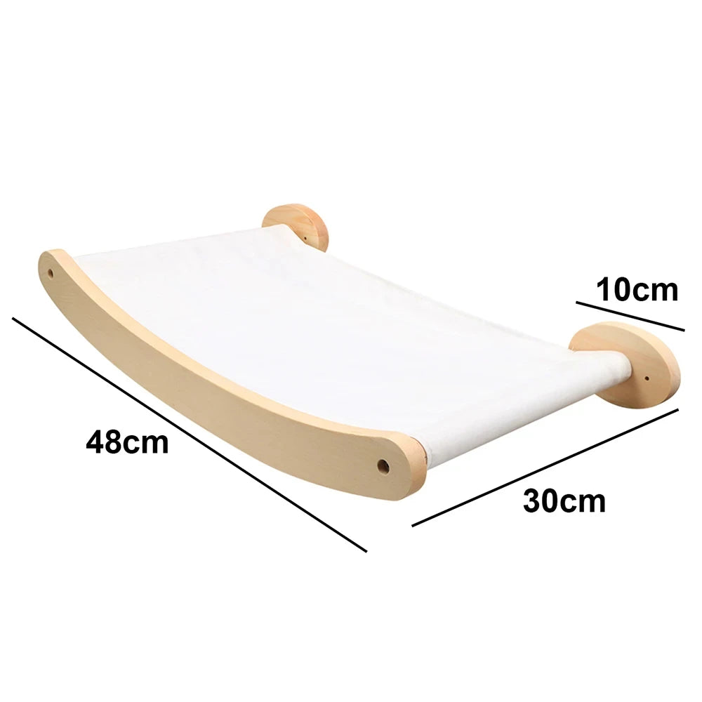 Cat Climbing Shelf Wall Mounted Cat Tree Four Step Stair Indoor Wood Scratching Post for Cat Wall Climbing Furniture Cat Hammock