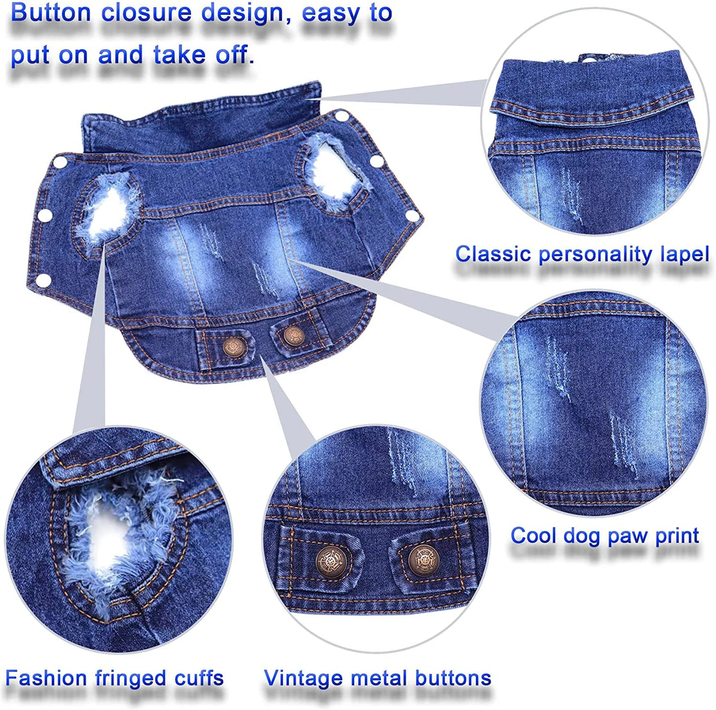 Dog Denim Jacket Fashion Design Jeans Spring Puppy Dog Clothes For Small Medium Dogs French Bulldog Chihuahua Pet Appare