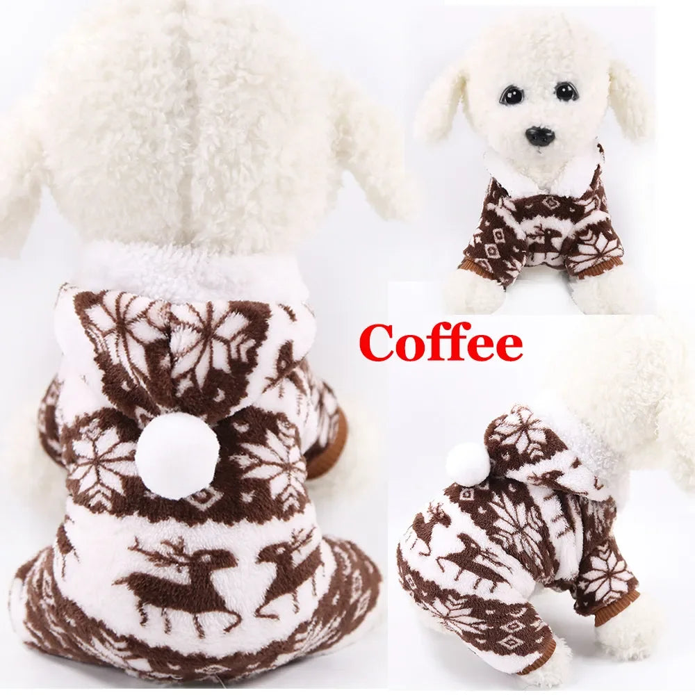Pet Dog Soft Warm Jumpsuits Clothing for Dogs Pajamas Fleece Small Puppy Coat Pet Outfits Hoodie Clothing Cats Clothes Christmas