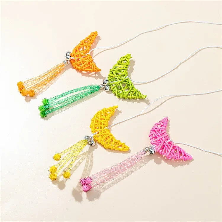 Cat Toy Cat Teaser Sticks Wooden Cat Stick Moon Rattan Molar Bite-resistant Cat Stick Cat Toy