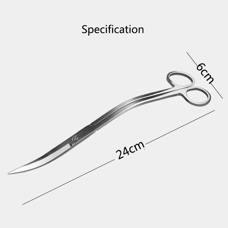 24cm Stainless Steel Curved Aquarium Scissor Aquarium Plants Trimming Tool Tank Cleaner Accessories Water Grass Pruning Tools