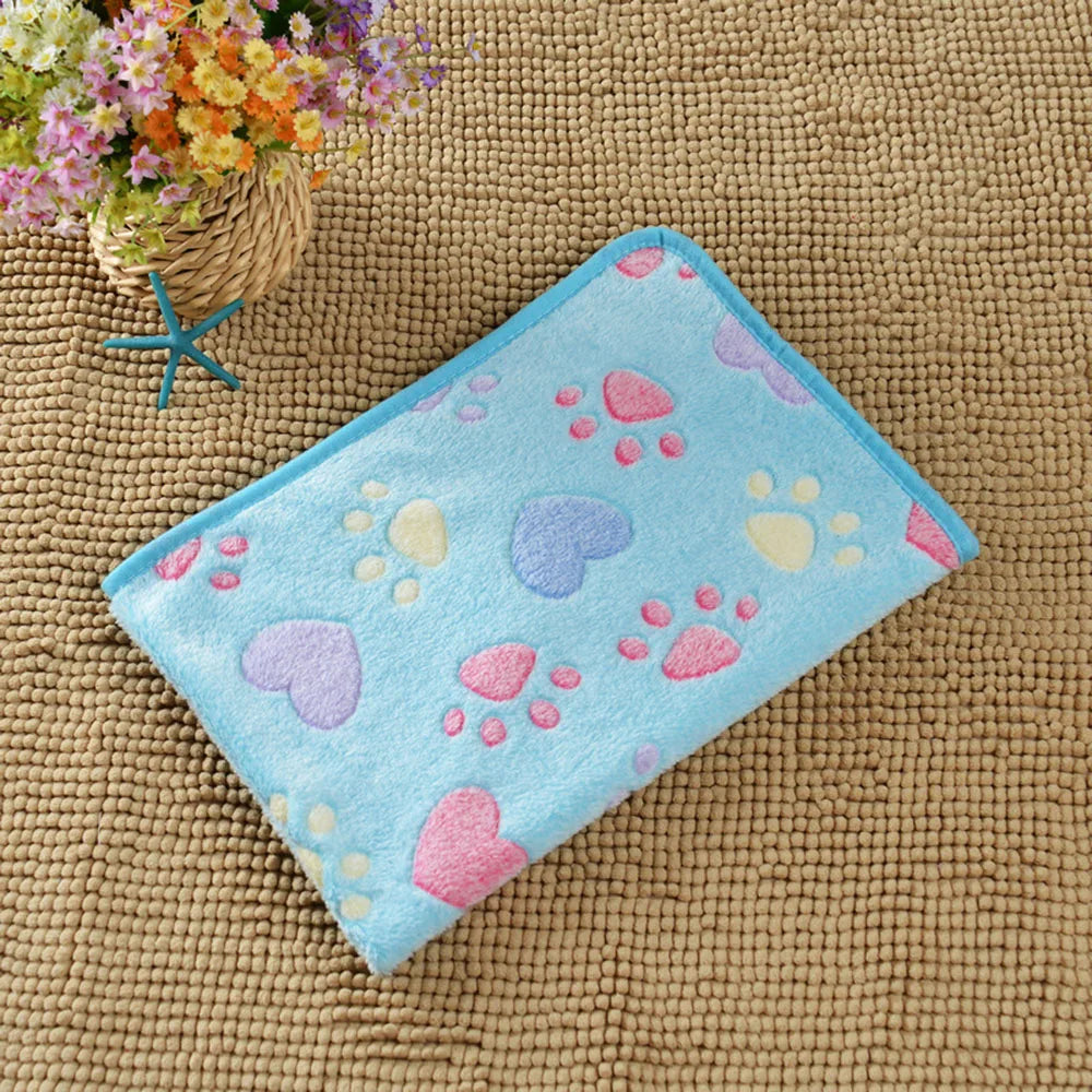 Pet Blanket Dog Puppy Blanket Paw Print Fleece Blanket for Small Medium Large Pet Dog Cat Warm Soft Sleep Mat Doggy Bed Blanket