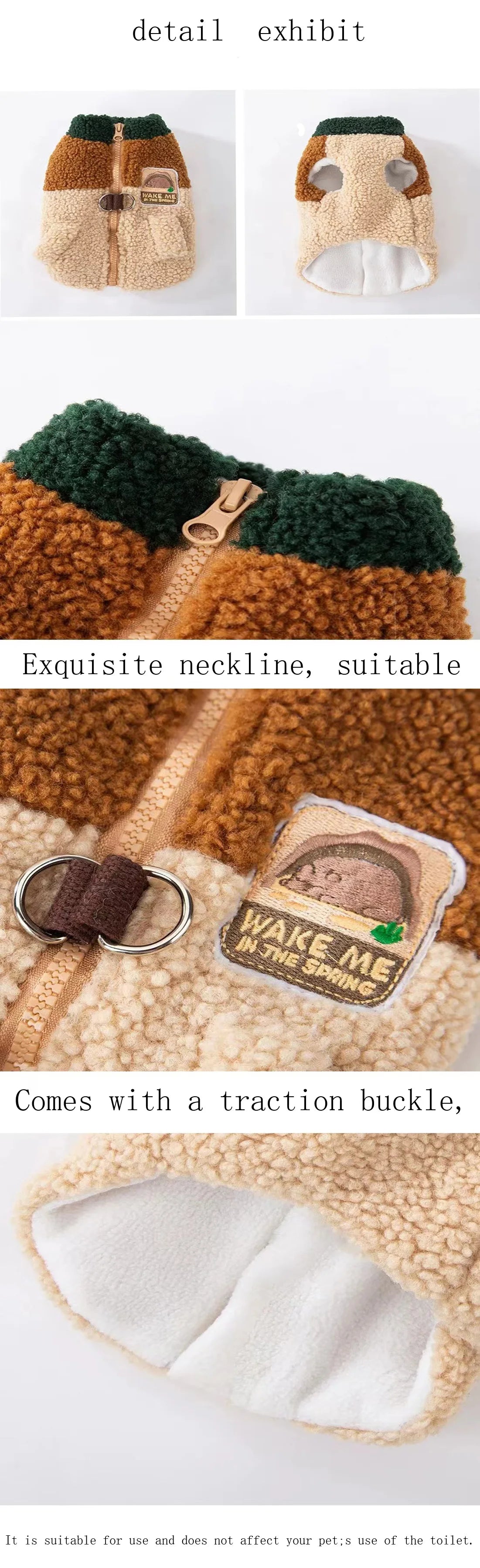Cute winter dog clothes, warm puppy sweaters, wool grain color block traction vests, warm clothes for small and medium-sized dog