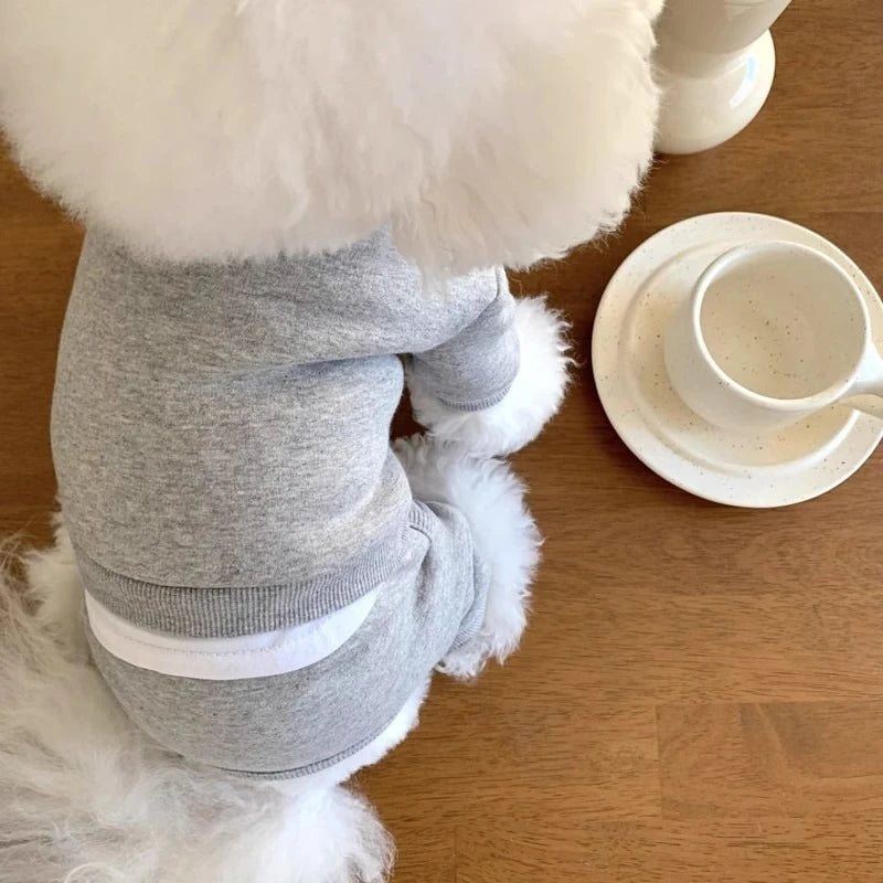 Solid Thick Fleece Winter Clothes for Small Medium Dogs Unisex Teddy Yorkshire Pet Overalls Four Legs Warm Cats Sweatshirts