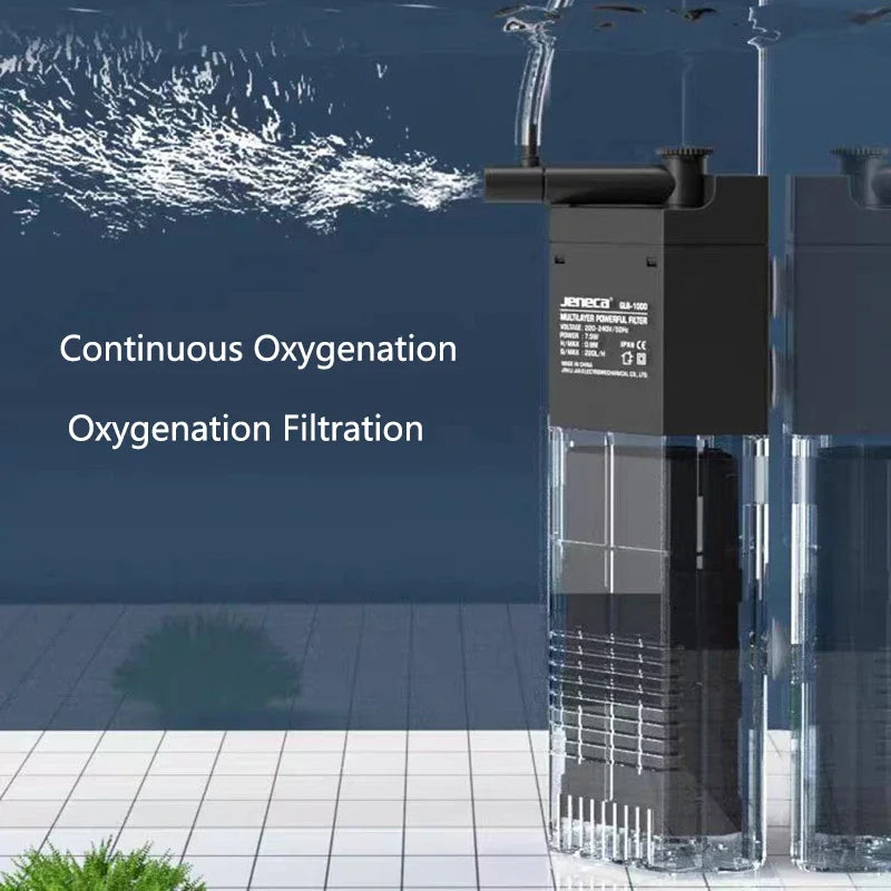 3-in-1 Internal Aquarium Filter Pump Fish Tank Submersible Silent Air Oxygen Aerator Internal Water Pump Low Water Level filter