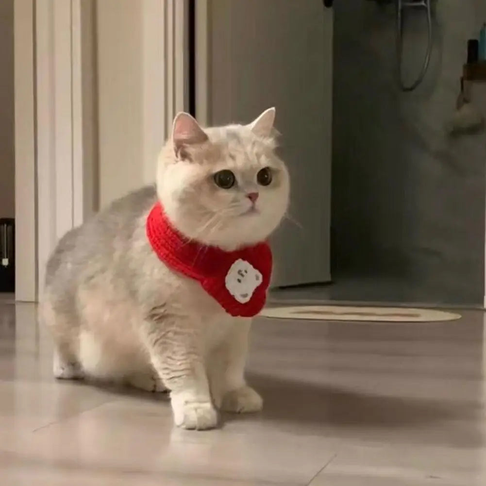 45cm Cat New Year Scarf Pet Accessories Kitten Christmas Winter Bib Birthday Dog Bichon Scarf Soft And Comfortable Fabric Cute P