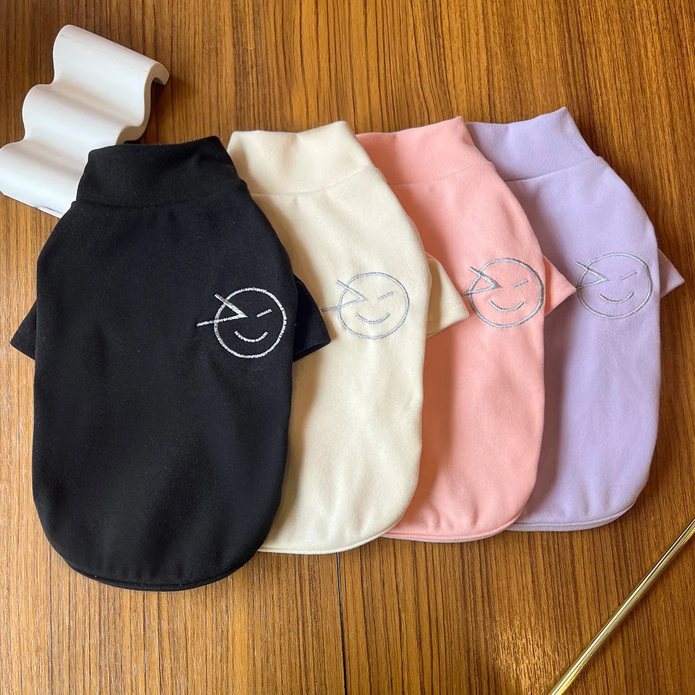 Spring and winter new warmth German velvet cat dog base coat pet clothes Teddy cat Fadou corgi smiling face pattern pet clothes