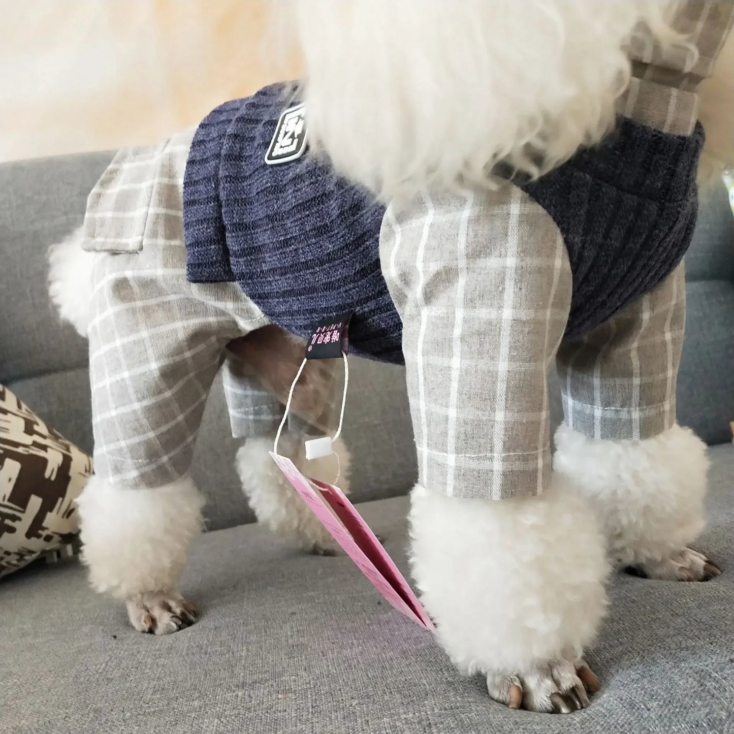 Thin Jumpsuits Dog Clothes Fake Two Piece Suit Spring Autumn Sportswear Knitted Sweater Vest & Shirt Fake Two-piecs Suit
