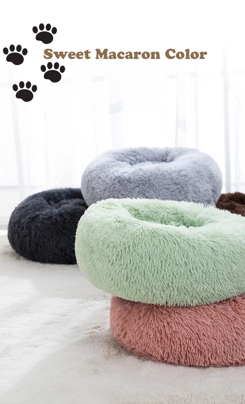 Circular Cat Bed with Plush Insulation Deep Sleep for Pets Soft Macaron Pet Mat Removable and Washable Suitable for All Seasons