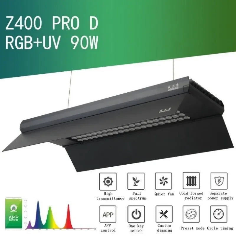 Week Aqua Z400 90W Full Spectrum Aquarium Plant Light APP Control Adjustable Height LED Freshwater Coral Plants Growing Light