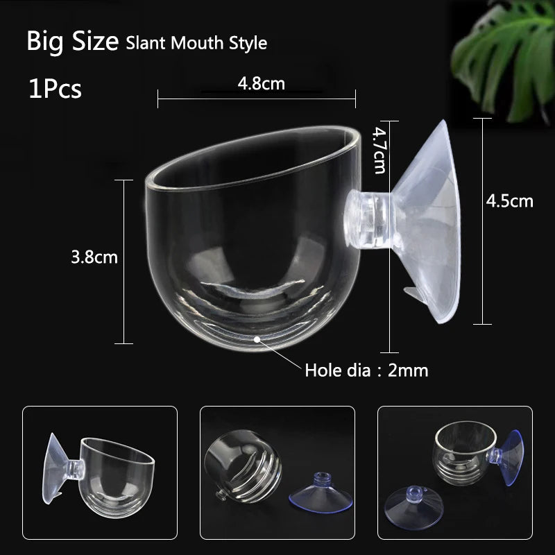 Acrylic Aquarium Feeder Hanging Fish Tank Mini Crystal Pot Polka Water Potted Planting Cylinder Cup Aquarium Decor Accessories
