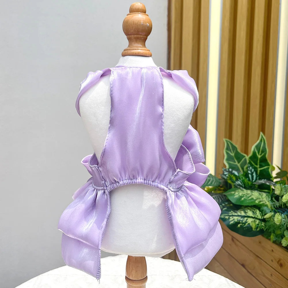 Summer Pet Dog Skirt Puppy Striped Butterfly Skirt Princess Baby Dog Wedding Midi Dress Cat Skirt Shih Tzu Dog Clothes for Party