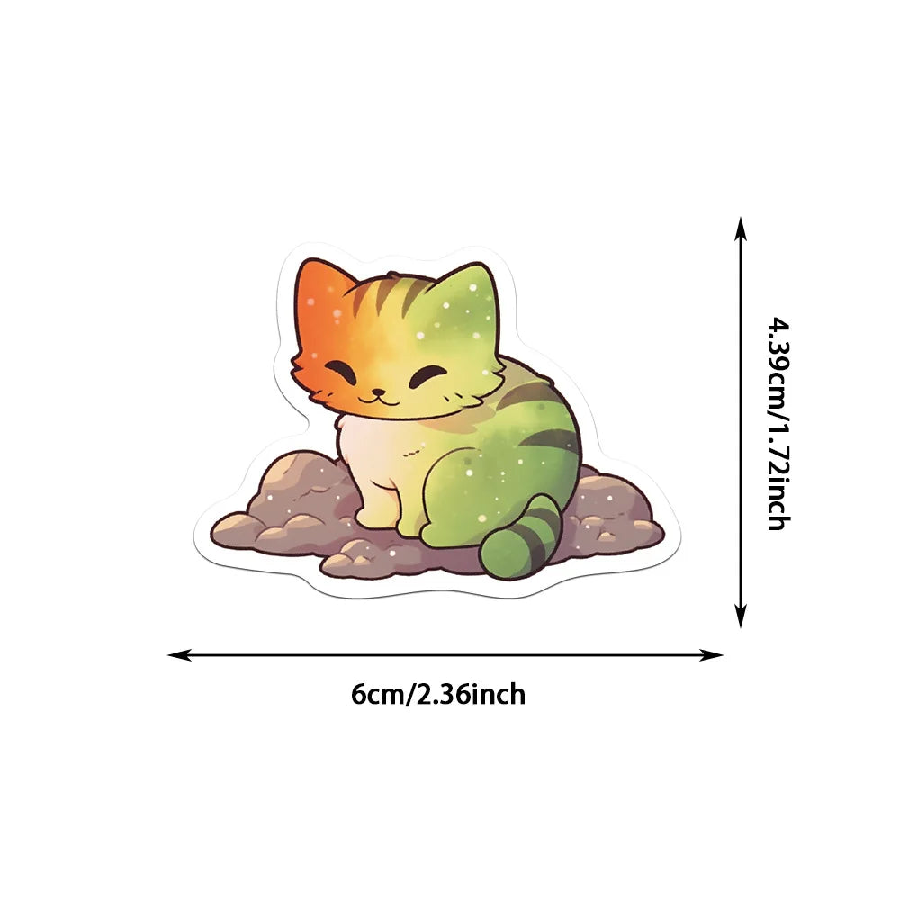 50PCS cartoon Cat Stickers Starry Sky Cat Graffiti Sticker Decorate phone Back card trunk Water cup Cute Cat Stickers waterproof