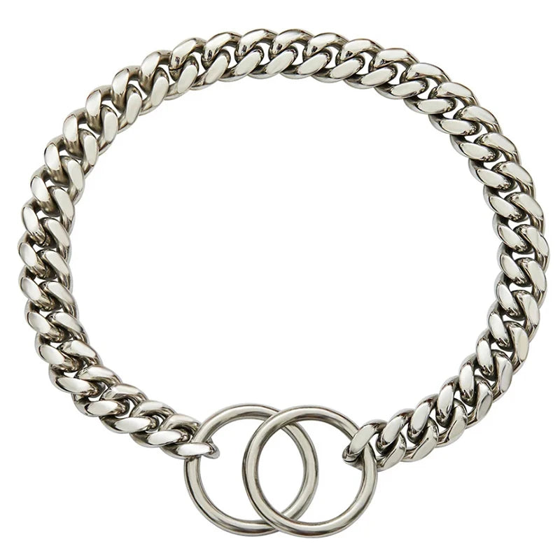Stainless Steel Gold Dog Chain Collar 10MM Wide Metal Cuban Links For Small Medium dog Large Dogs Walking Training collar