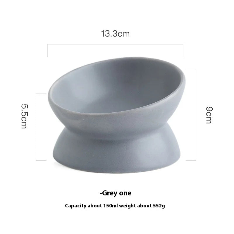 Ceramic bowl, cat bowl, dog bowl, pet bowl, slanted mouth, high foot protection, cervical spine, dog, cat, food bowl, pet suppli