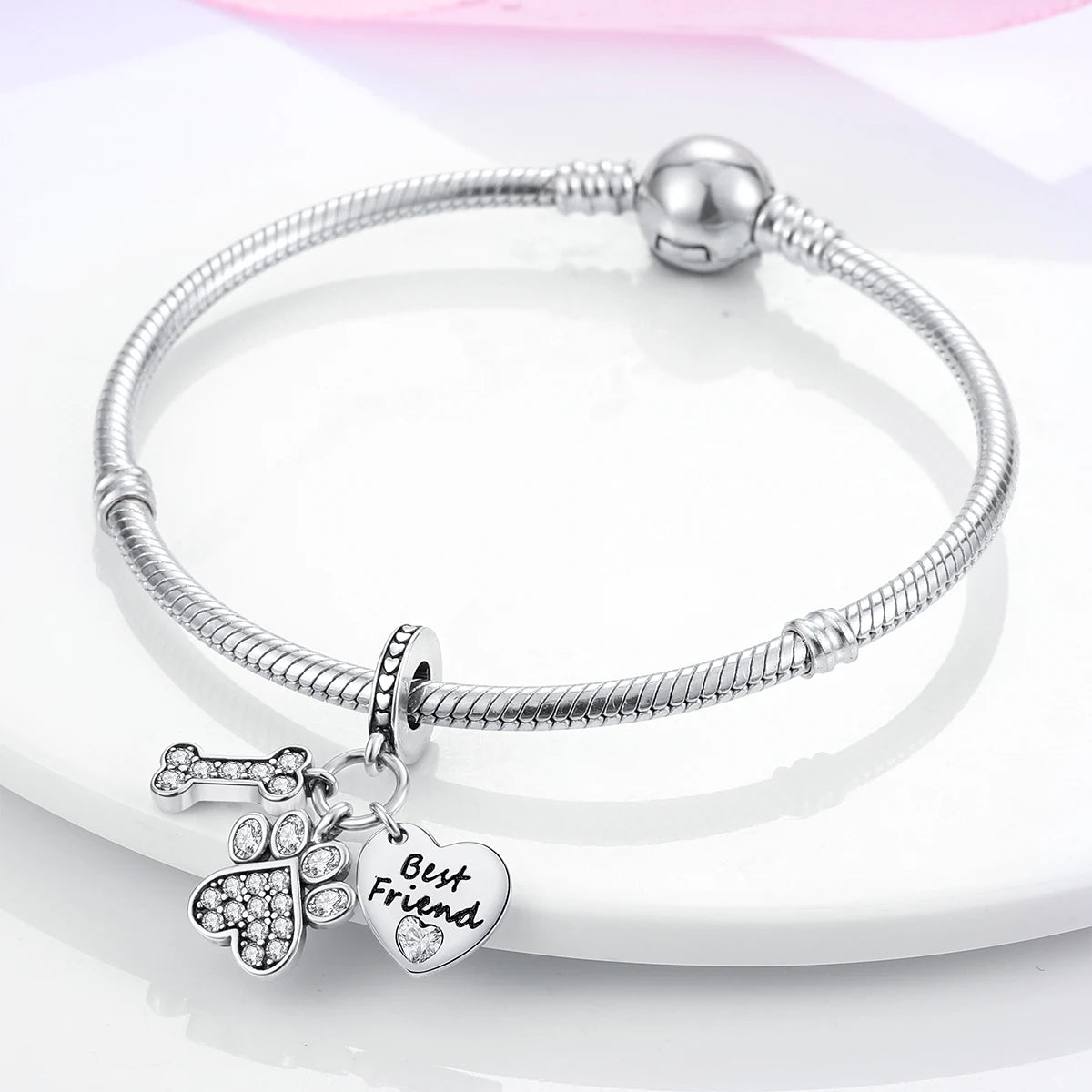 MULA 1PC Coffee Pet Moon Star Silver Plated Pendant Fit Original Snake Chain Charm Bracelet DIY Women Jewelry Gift