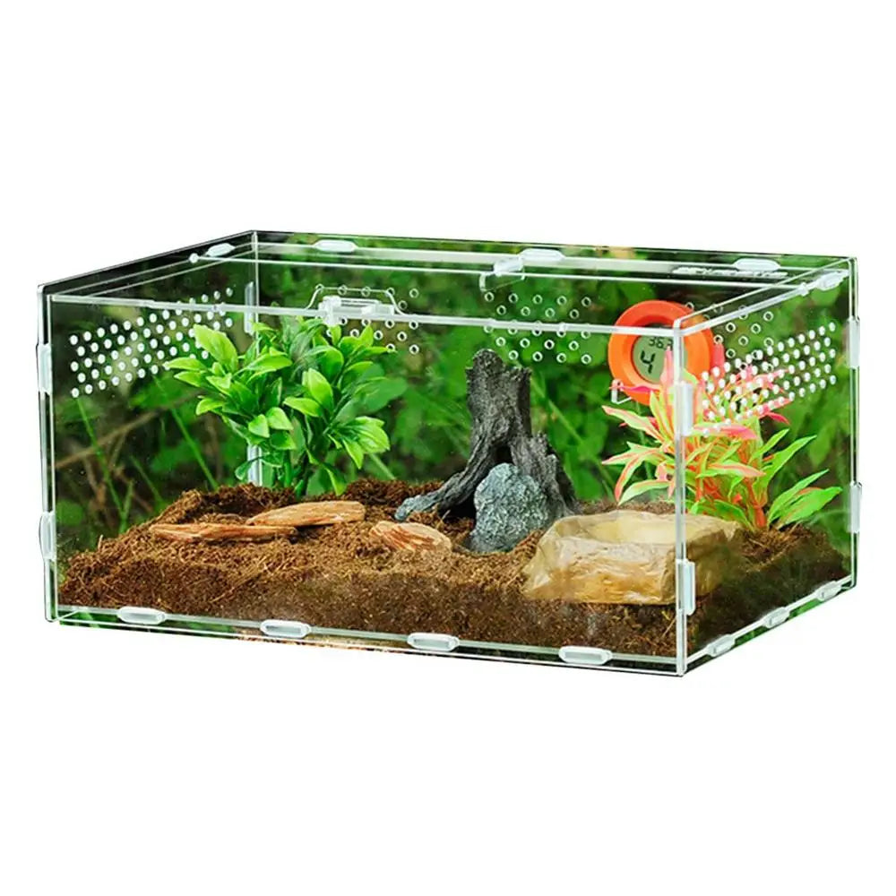 Acrylic Reptile Feeding Box Insect Lizard Spider Breeding Cage Hatching Container All-round Transparent Feeding Box