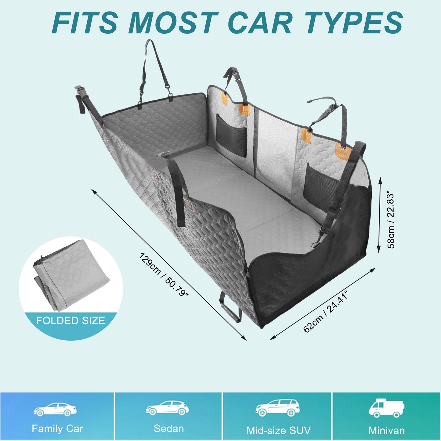 UXCELL Dog Car Seat Cover for Back Seat 6-layer Non-slip Dog Car Seat Cover Mechanical Wash Oxford Cloth Mats for Truck SUV