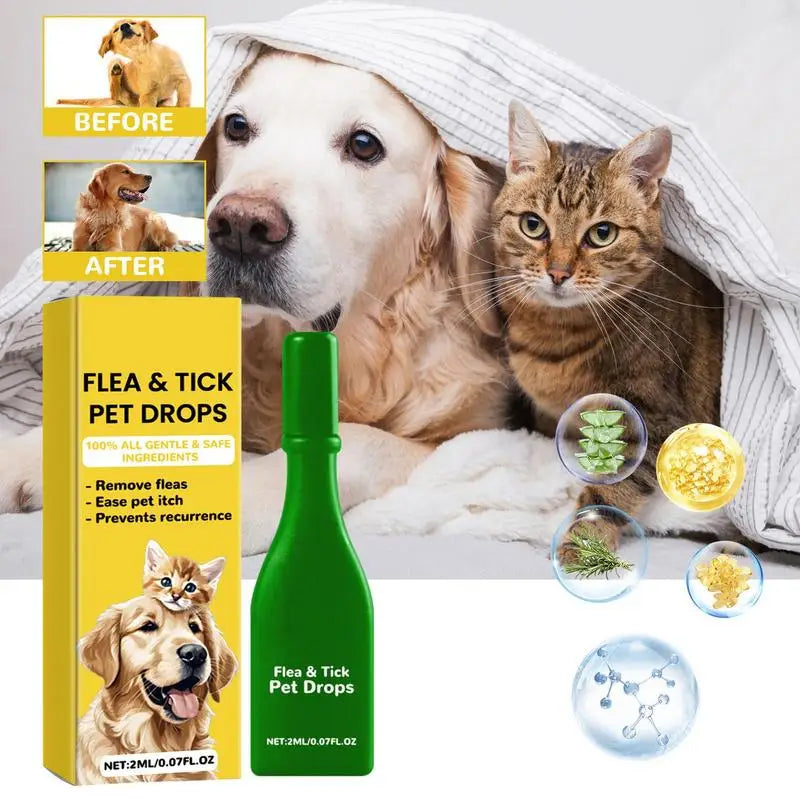 2Ml Pet Dog Cat Vitro Drops Long-Lasting Control Repel Fleas Ticks Lice Insect Remover Spray For Cats Kittens Dogs