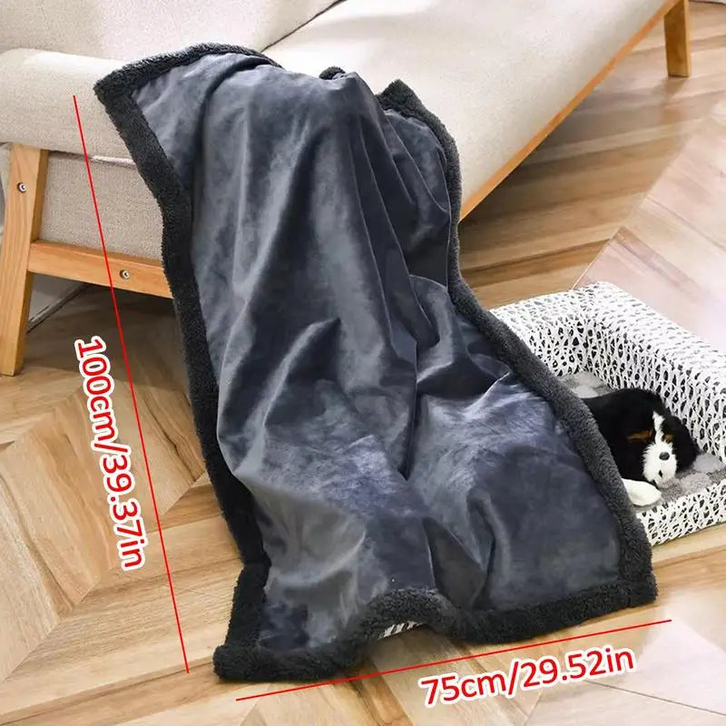 Waterproof Blanket For Dogs Double Layer Thickened Warm Washable Dog Blankets Short Plush Cover Blanket Four Seasons General For