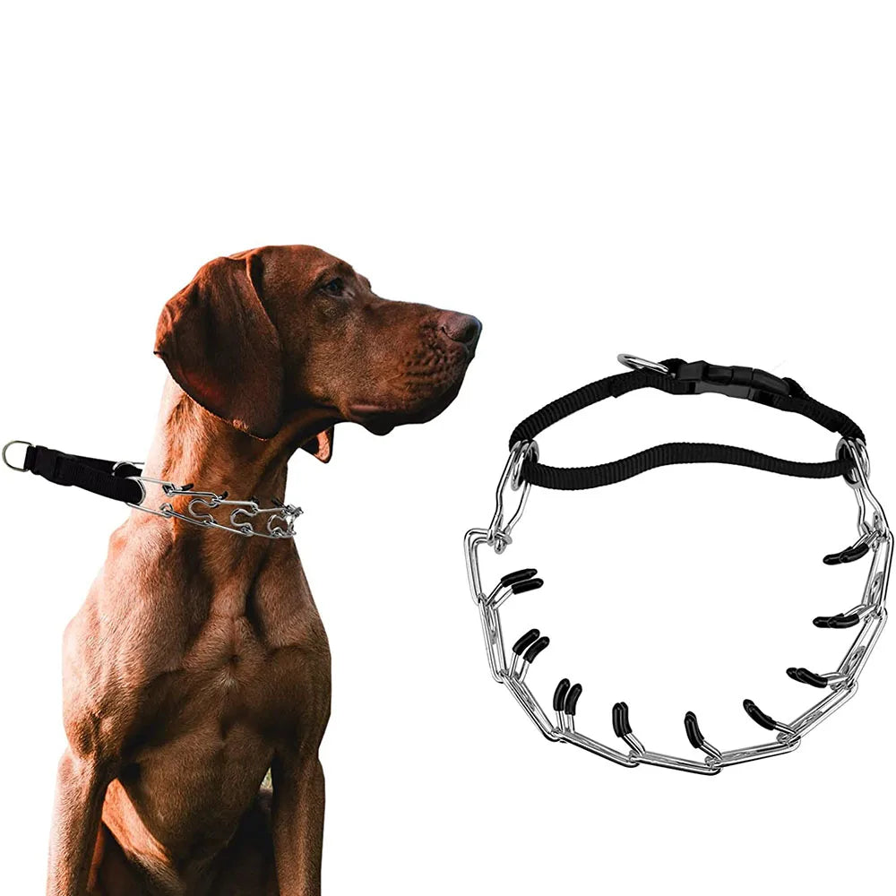 Dog Prong Pinch Collar Adjustable Quick Release Dog Training Collar with Rubber Tip for Small Medium Large Dogs Pet Dog Supplies